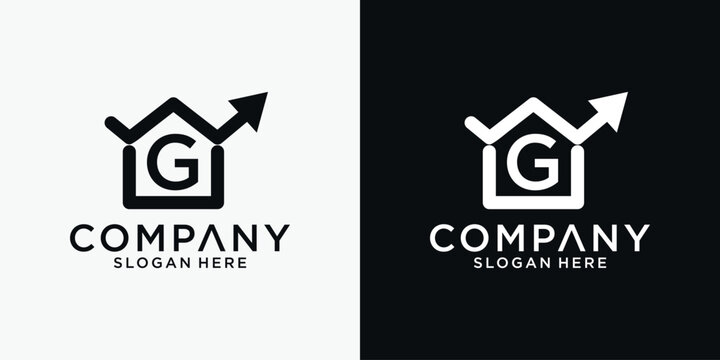 Letter G real estate finance logo with arrow.
