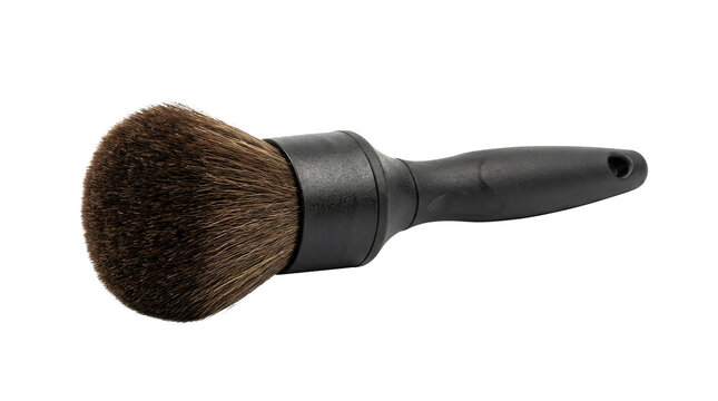 Professional black handle makeup brush with brown bristles for cosmetic application