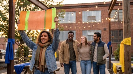 Obraz premium Community activists launch a colorful climate event