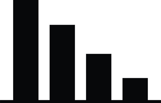 Bar chart silhouette vector. Decline graph vector icon