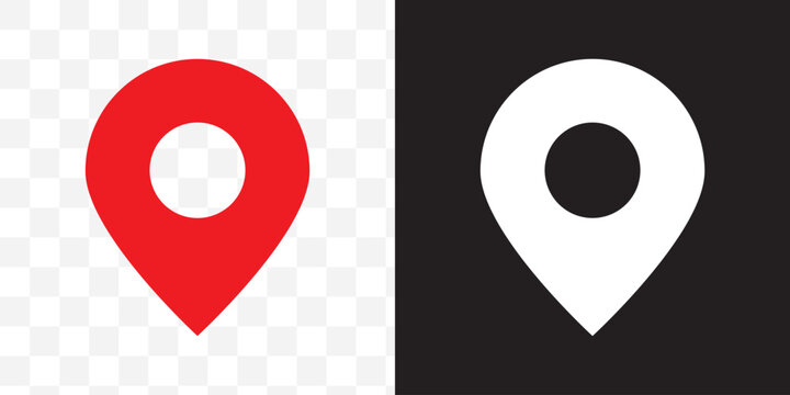 Map pointer icon featuring a classic pinpoint shape, solid black and white minimal navigation marker for digital maps, travel apps, location tracking, and precise placement