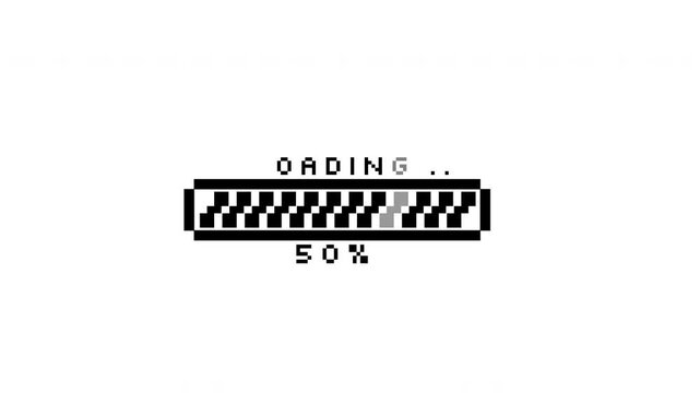 Pixel art retro loading bar 8 bit progress status indicator