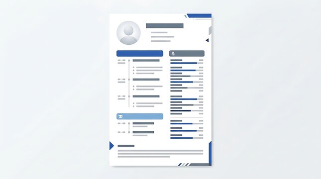 Professional resume template with blue accents on a white background
