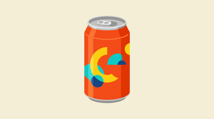 Fototapeta premium Aluminum beverage can with colorful geometric design.