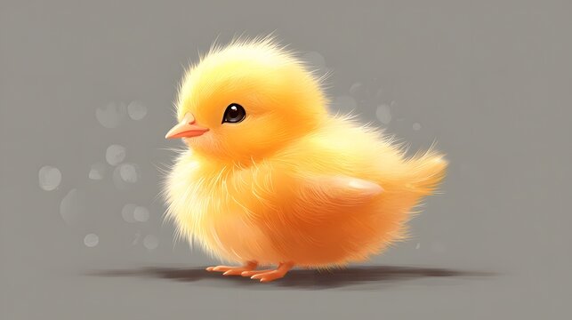 Baby chick pecking isolated on transparent background
