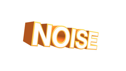 Bold three dimensional typography featuring the word noise in bright orange and white letter color scheme © MDMAHBUBUR