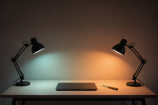 Bureau d&rsquo;activit&eacute; secondaire sous deux lumi&egrave;res concurrentes
