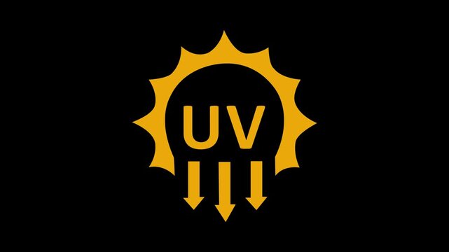 UV radiation, solar ultraviolet light vector icon and black background. Animation of 4k video.