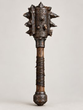 Compact square headed mace with iron spikes