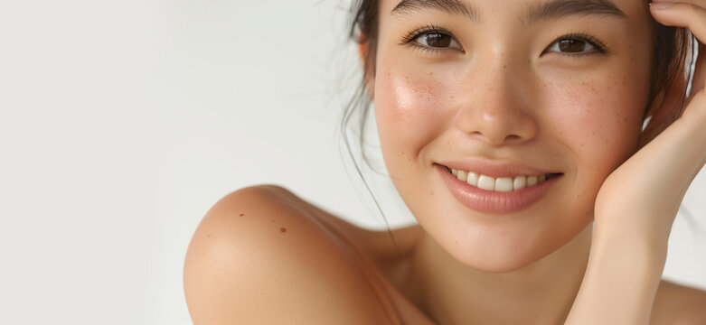 MODELLA ETNICA CON BELLEZZA NATURALE E PELLE LUMINOSA PER CAMPAGNA SKINCARE