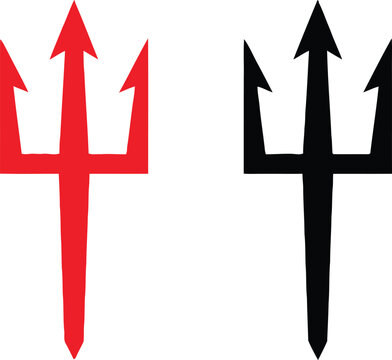 Red and black trident spear symbols for devil or sea god character design