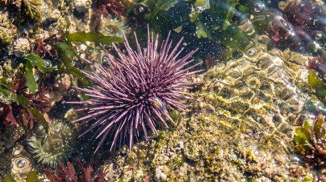 Sea Urchin Grazing on Coastal Rock