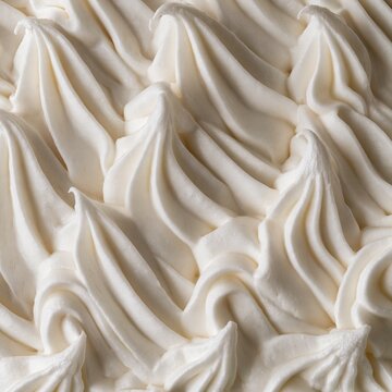 Royal icing piped in crisp ridges and swirls, a satin white texture with soft shadows for cake decorating and baking backgrounds