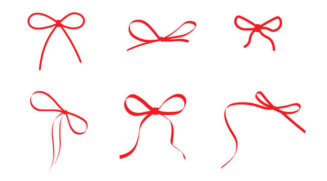 Hand Drawn Red Ribbon Bow Collection For Gift Wrapping, Decoration, And Branding vector poster