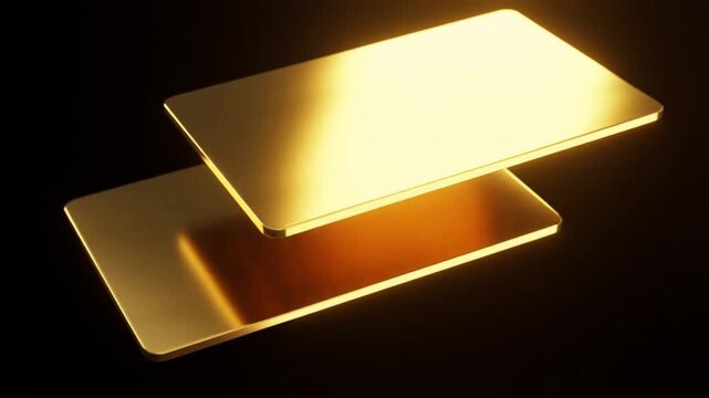 Golden rectangles rotate and converge against a dark background rectangle geometric shapes rotation movement abstract illumination