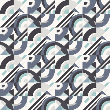 Modern Bauhaus Style Geometric Seamless Pattern Background