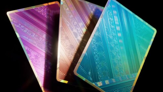 Iridescent shards fracture and disperse across a dark abstract background fragments splinter dispersion luminescence glimmer sheen