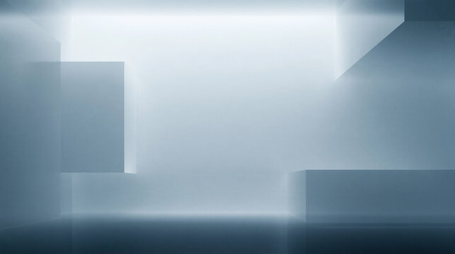 Abstract Modern White Interior Background with Geometric Display