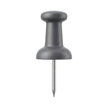 A single grey push pin isolated on transparent background