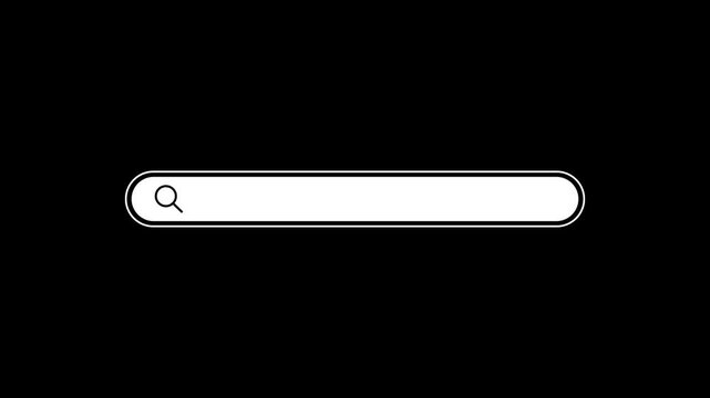 Animated search bar with alpha channel, Internet browsing search bar button. black background. animation