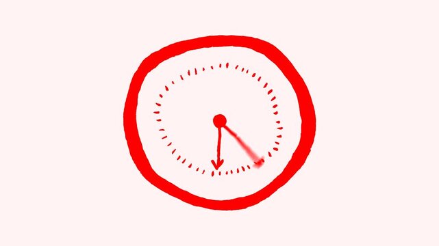 Hand Drawn Clock spinning animation om transparent background. watch animation. Clock icon flat style 24 hours day fast speed with moving timer clock. clock animation video. 4k