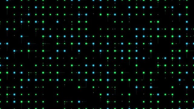 Digital network grid background, with glowing blue, and green data, nodes and interconnected, lines for technology, and cyber security concepts