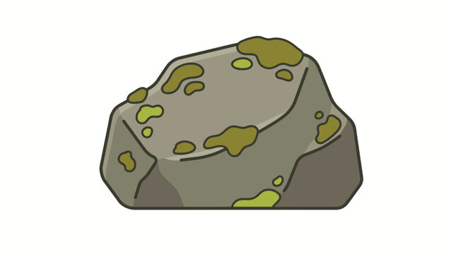 Illustration of a rustic rock with yellow spots