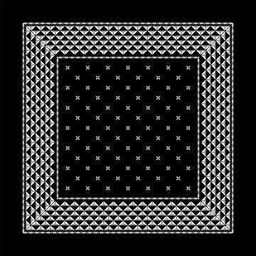 Simply Bandana decorated with geometric Ornamental Square Kerchief Floral Scarf Graphic Template Textile Apparel Print Motif Collection that can be applied to fabrics of various colors