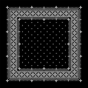 Simply Bandana decorated with geometric Ornamental Square Kerchief Floral Scarf Graphic Template Textile Apparel Print Motif Collection that can be applied to fabrics of various colors