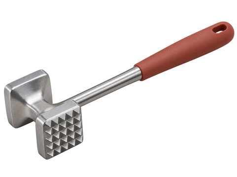Metal Meat Tenderizer Cutout on Transparent Background for Home Cooking Prep Guides