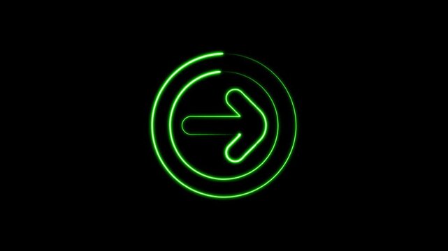 Animated glowing neon arrow icon progression in a clean dark background during a loop