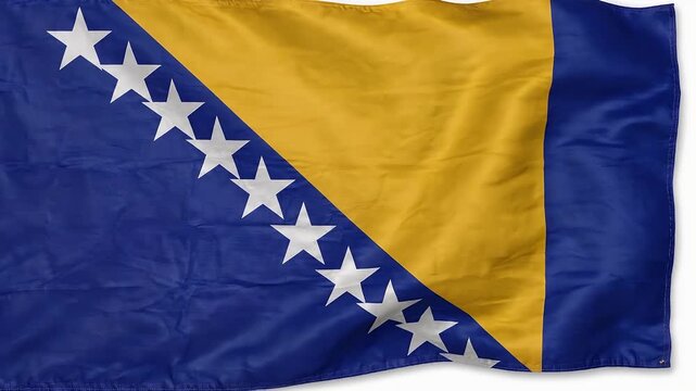 Waving Flag of Bosnia and Herzegovina on White Background