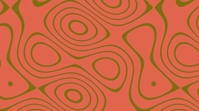 Abstract wavy topography pattern with olive lines on salmon pink