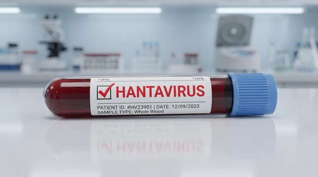 Hantavirus blood test tube isolated on a transparent background