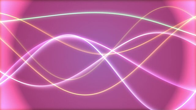 Abstract flowing light lines in diverse colored circles with subtle camera movement