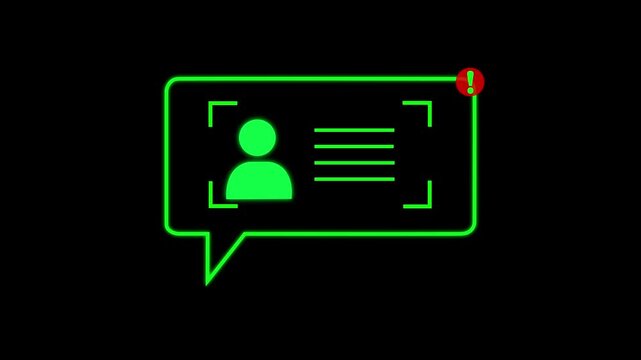 KYC verification failed concept with loop animation on black background. Motion graphic animation of User information .4k