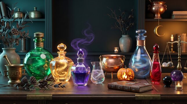 A mystical halloween apothecary exploring enchanted potions spells and the magic of the season's spirit