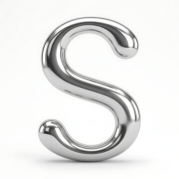Silver metallic 3d letter s on white background
