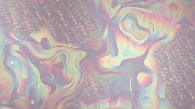 Abstract iridescent oil slick patterns swirling in gentle motion with soft light for cosmetic or automotive themes