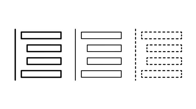 Black line icons showing text alignment options for document editing software