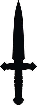 Medieval dagger sharp blade weapon vector symbol for ancient warrior emblem battle gaming mascot icon template