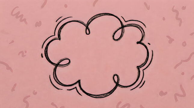 Abstract scribble sketch cloud frame shape hand drawn doodle illustration on pink background with abstract shapes