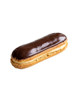 Gourmet Chocolate Eclair on Transparent Background