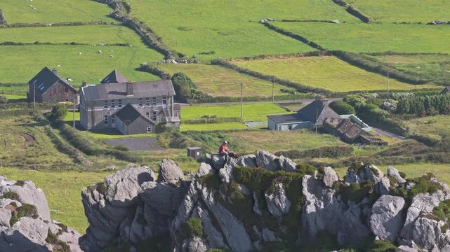 Rocky Coastal Ridge and Green Countryside on the Dingle Peninsula