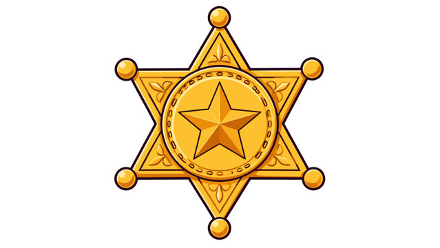 Golden sheriff badge with an ornate five-point star