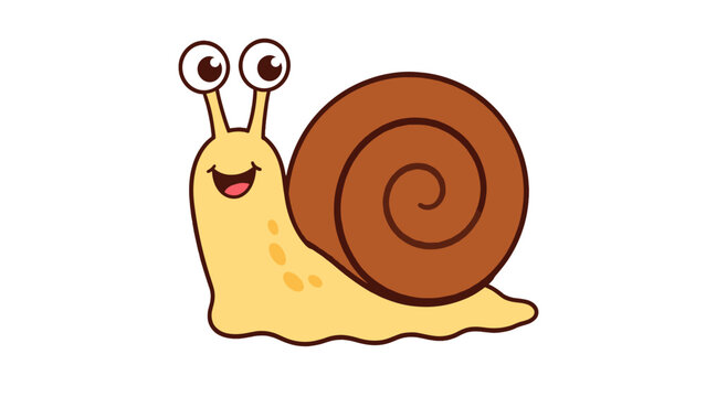 Smiling cartoon snail with a large spiral shell