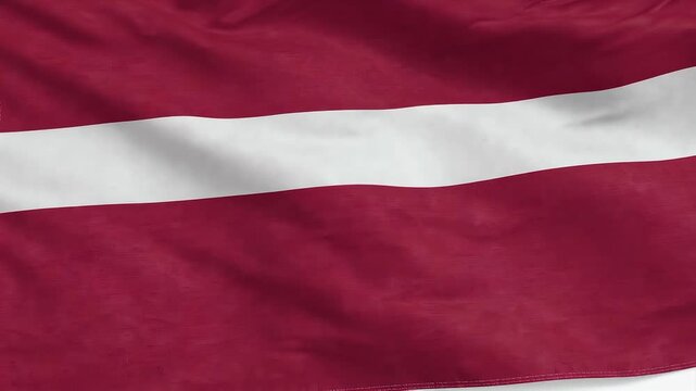 Waving Latvian Flag - Maroon and White Stripes