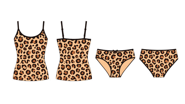 Women's leopard print lingerie with camisoles and panties