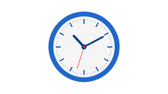 Blue analog clock with red second hand