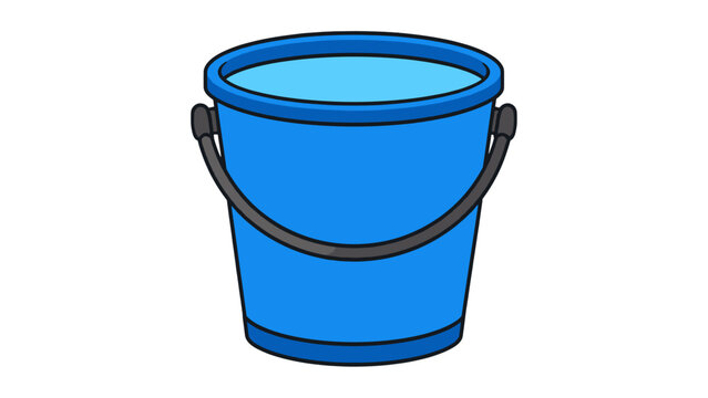 Blue plastic bucket with curved handle